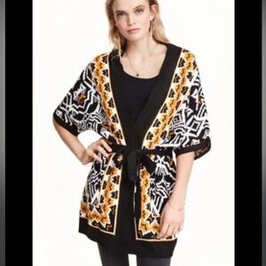 H&M Women's Jacquard-knit Cardigan - Black, White, and Orange